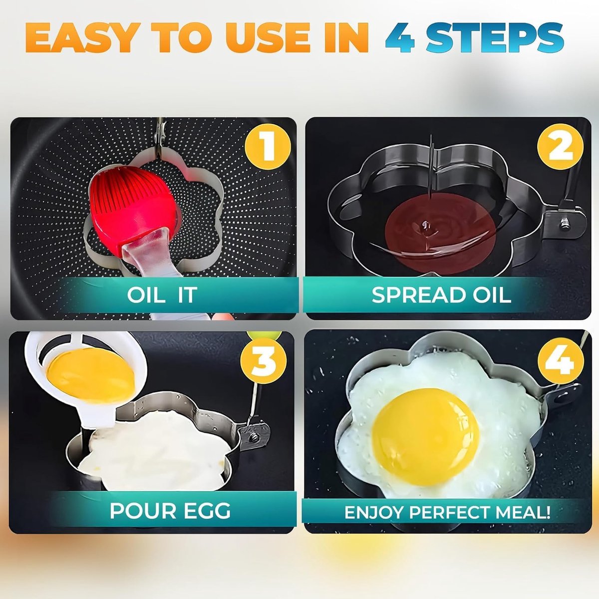 Stainless Steel Egg Baking Mold - 5 Pieces - Egg Baking Mold - Kitchen Utensils - DIY Model Egg Baking Mold - V1188-ZXY-10185