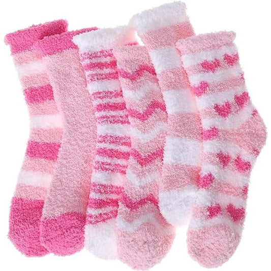 Socks - Women's lounge socks (6 pairs) - Women's fluffy socks - Floor socks - Women's fleece socks - V1188-ZXY-10191
