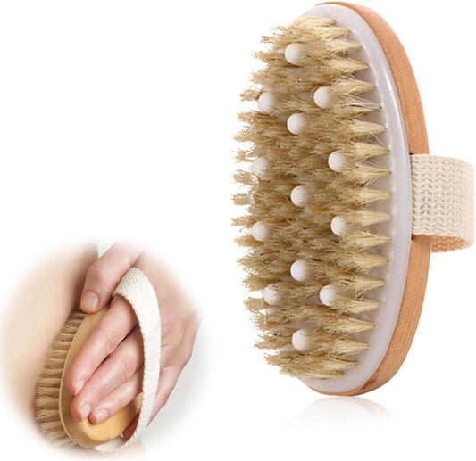 Bath Brush - Body Brush - Natural Bristles - Massage Brush - Shower Brush - Exfoliating Brush - Sauna Brush - V1188-ZXY-10192