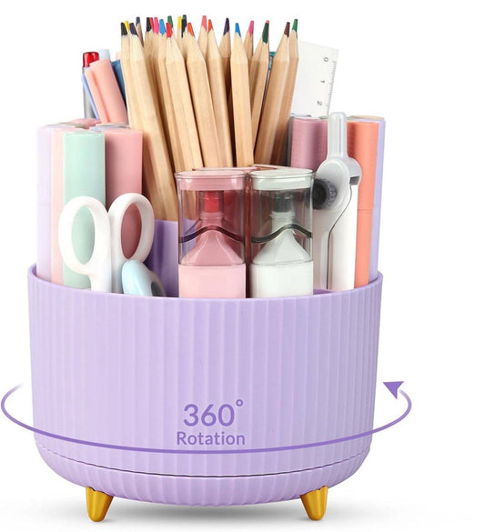 Storage Box - Rotating purple organizer for pens and art supplies - Storage box with compartments - Rotatable V1188-ZXY-10193