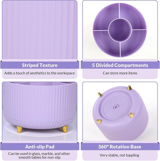 Storage Box - Rotating purple organizer for pens and art supplies - Storage box with compartments - Rotatable V1188-ZXY-10193