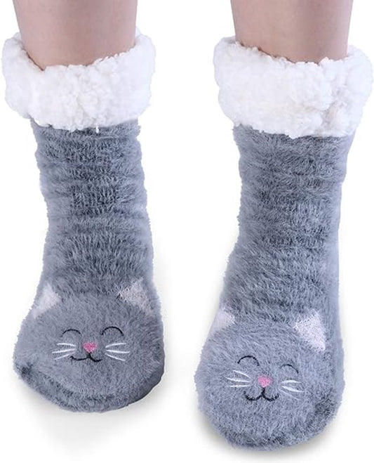 House Socks (2 pairs) - Floor Socks - Slipper Socks - Women's House Socks - Comfortable and Warm - Cute V1188-ZXY-10194