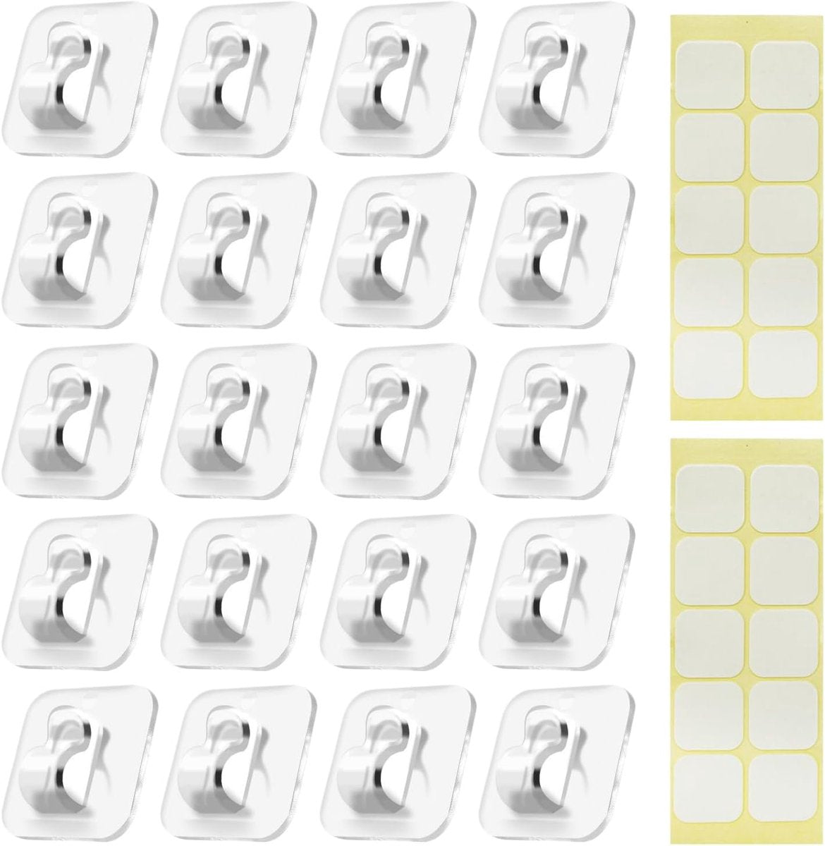 Hooks - Mini Light Clips | Self-Adhesive Lighting Hooks - Cable Holder Organizer - Set of 20 Hooks incl. V1188-ZXY-10197