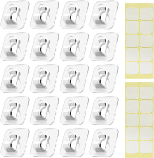 Hooks - Mini Light Clips | Self-Adhesive Lighting Hooks - Cable Holder Organizer - Set of 20 Hooks incl. V1188-ZXY-10197