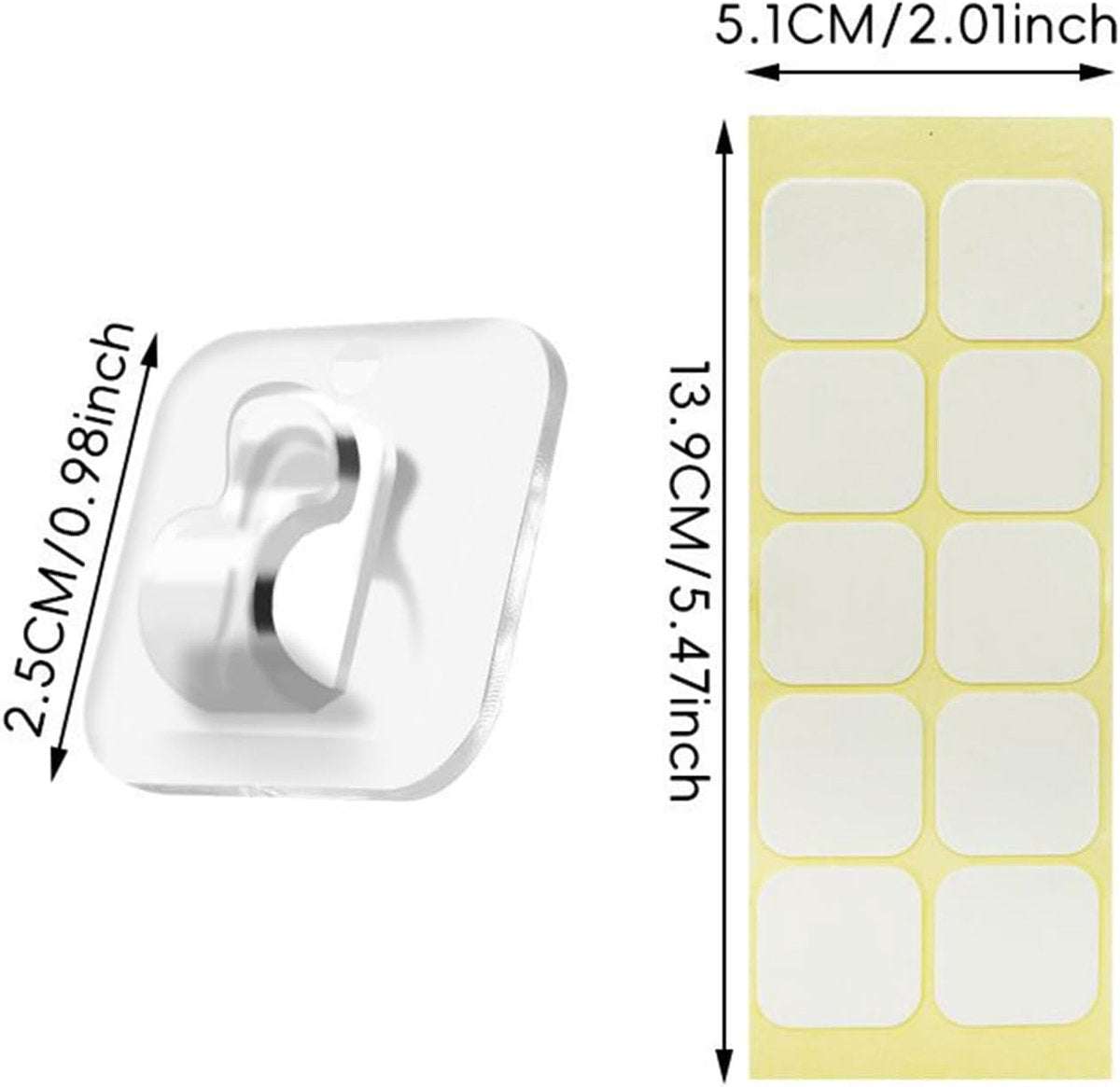 Hooks - Mini Light Clips | Self-Adhesive Lighting Hooks - Cable Holder Organizer - Set of 20 Hooks incl. V1188-ZXY-10197