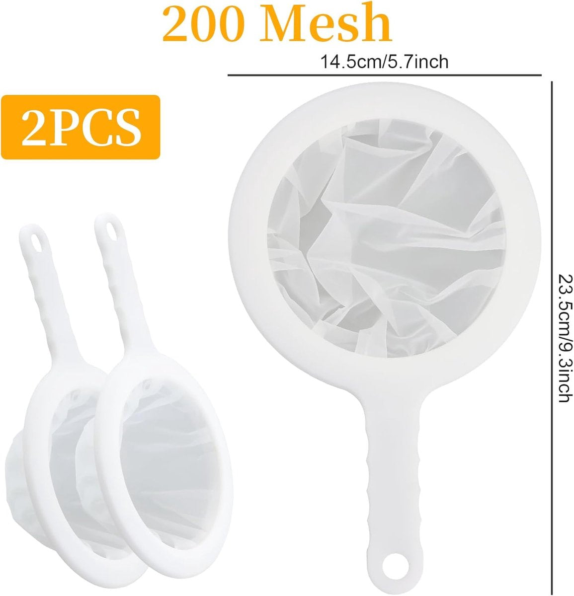 2-Piece Food Strainer - Mesh Sieve - Sieve Filter - Reusable Strainer - for Oil, Coffee, Tea, Juice, Wine V1188-ZXY-10203