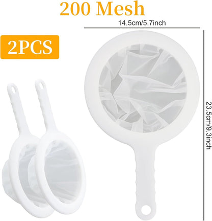 2-Piece Food Strainer - Mesh Sieve - Sieve Filter - Reusable Strainer - for Oil, Coffee, Tea, Juice, Wine V1188-ZXY-10203