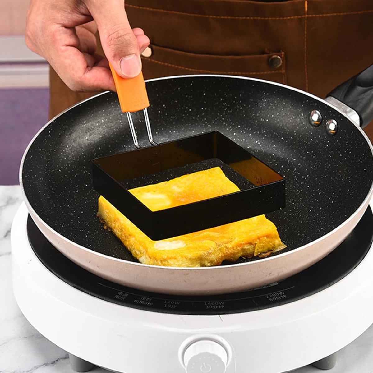 Egg Packaging - Pack of 4 - Egg Packaging - Square Egg Packaging - Non-stick Stainless Steel Square Shape - V1188-ZXY-10209