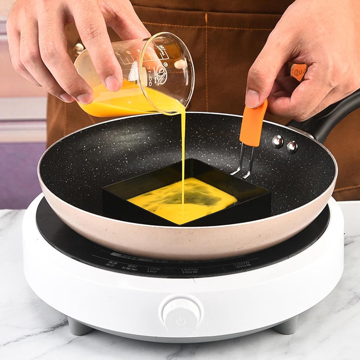 Egg Packaging - Pack of 4 - Egg Packaging - Square Egg Packaging - Non-stick Stainless Steel Square Shape - V1188-ZXY-10209