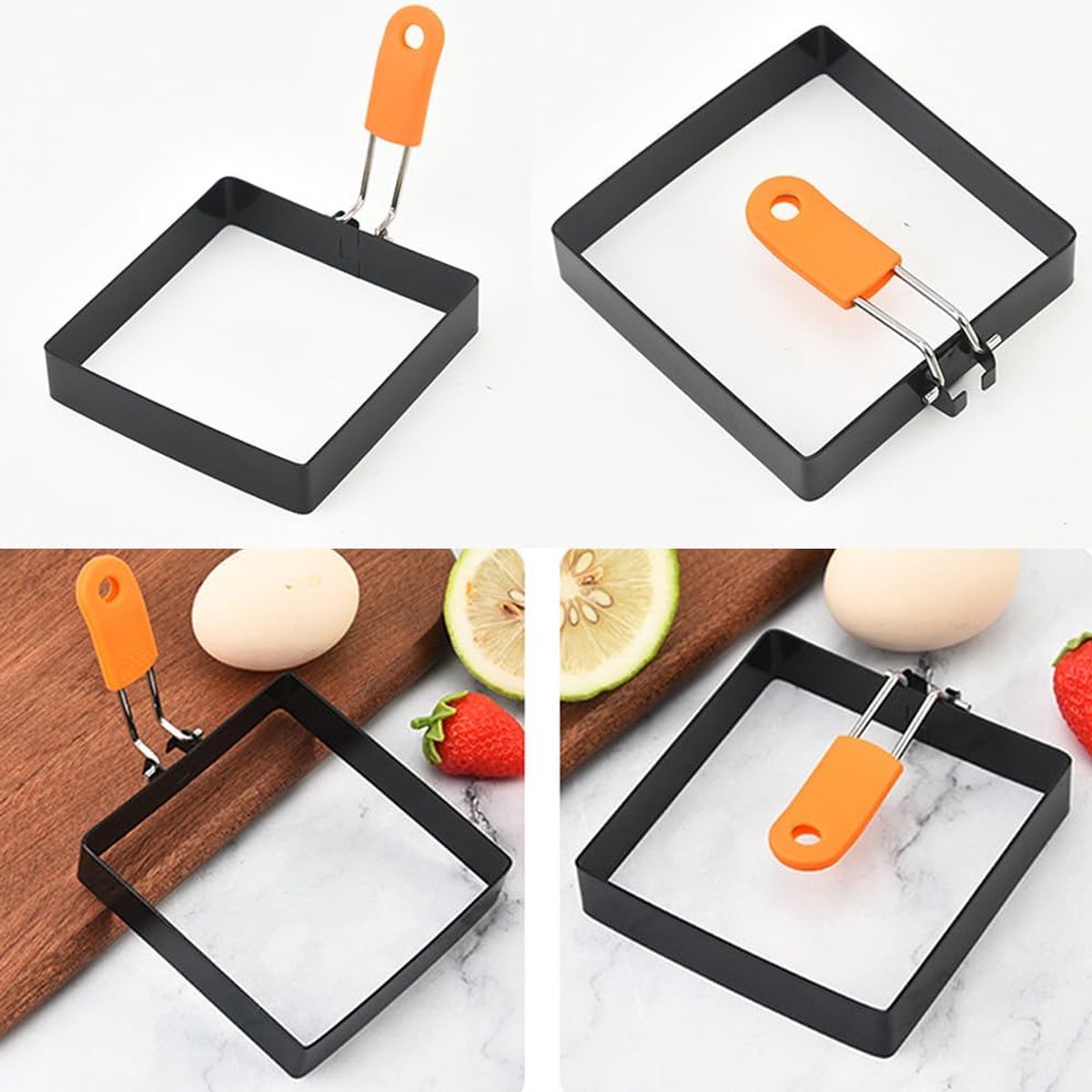 Egg Packaging - Pack of 4 - Egg Packaging - Square Egg Packaging - Non-stick Stainless Steel Square Shape - V1188-ZXY-10209