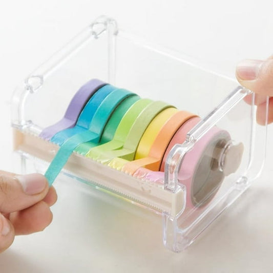 Transparent, visible packaging tape dispenser - holder for cutting tape - organizer, holder for desk and V1188-ZXY-10213