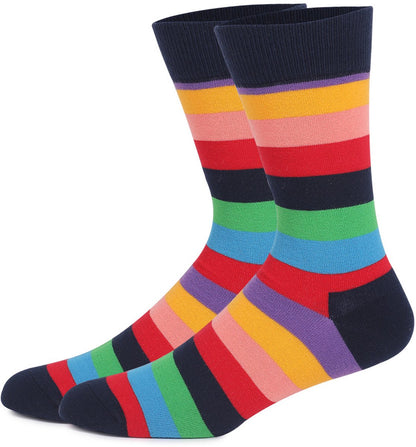 Socks - Comfort Cotton High Socks - Colorful Striped Socks (5 Pairs) V1188-ZXY-10215