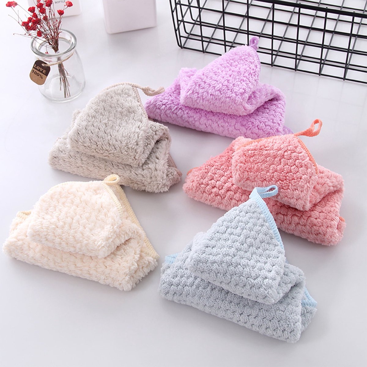 5-pack - Hanging ring, machine washable, quick drying - Hanging towels - Kitchen and bathroom towel strips V1188-ZXY-10220
