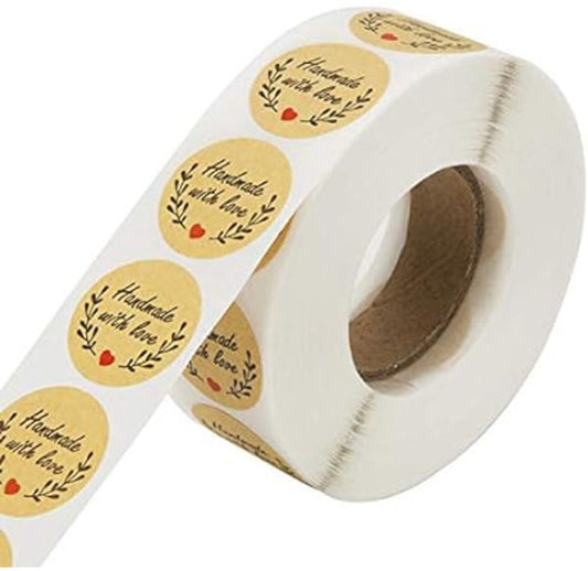 Sticker Labels - 500 sheets/roll - Round handmade heart-shaped kraft paper labels - Self-adhesive baking V1188-ZXY-10223