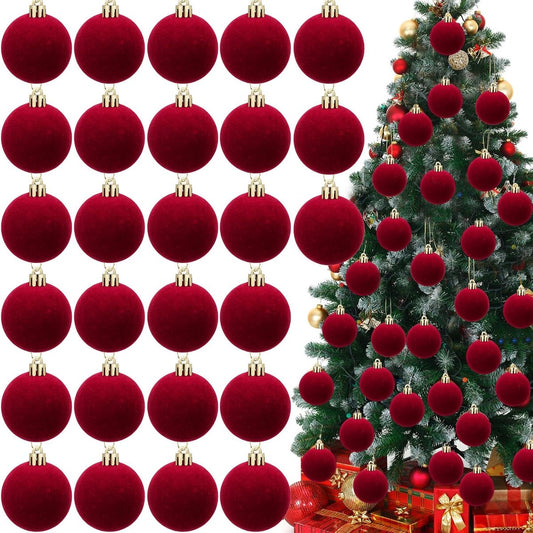 Christmas Balls - (30 pieces) - Plastic Christmas Balls - Red Christmas Balls - Christmas Tree Decorations - V1188-ZXY-10229