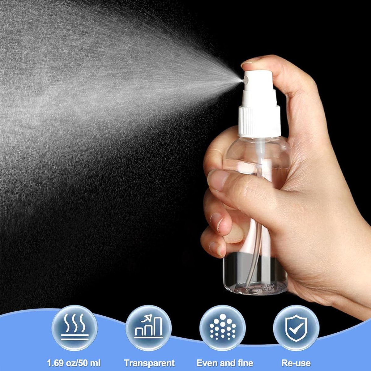 Spray Bottles (4-pack) - Refillable Plastic Spray Bottles - 50ml Spray Bottles - Empty Aerosol Cans - For V1188-ZXY-10231