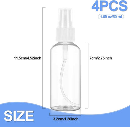Spray Bottles (4-pack) - Refillable Plastic Spray Bottles - 50ml Spray Bottles - Empty Aerosol Cans - For V1188-ZXY-10231