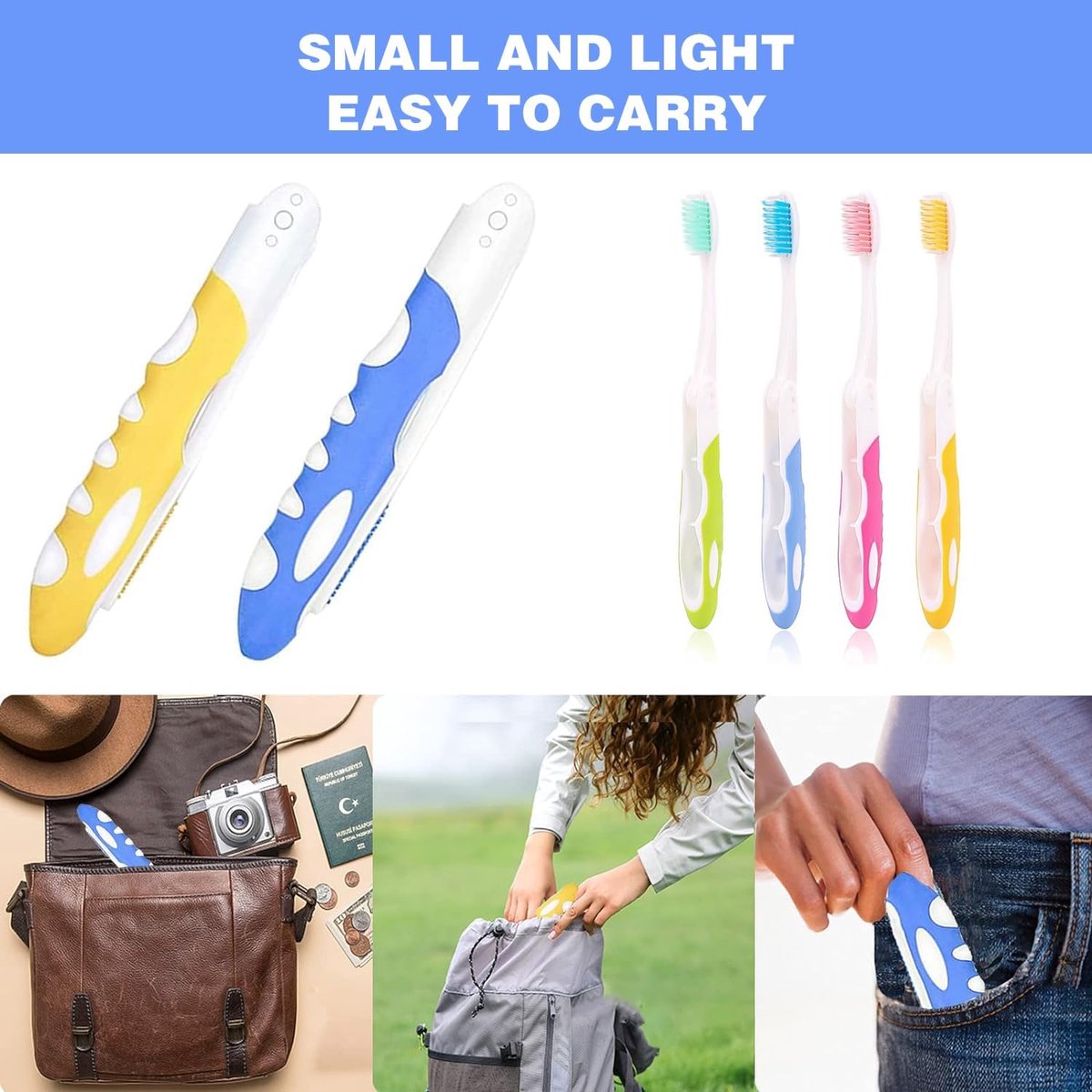 4-pack toothbrushes - Travel toothbrushes - Foldable toothbrushes - Foldable travel toothbrushes - Portable V1188-ZXY-10236