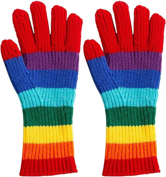 Knitted Gloves - Gloves - Rainbow Gloves - Warm Gloves - Touchscreen Compatible Gloves - Unisex - Suitable V1188-ZXY-10239