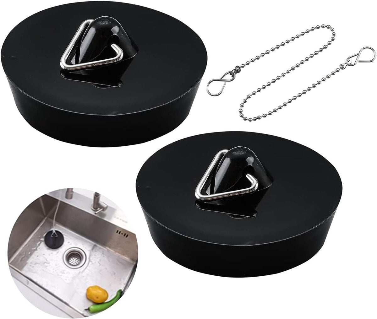 2-Pack Drain Plug - Sink Plug - Bath Plug for Home - Universal Plug Set - Diameter 42-45 mm - For Sinks - V1188-ZXY-10243