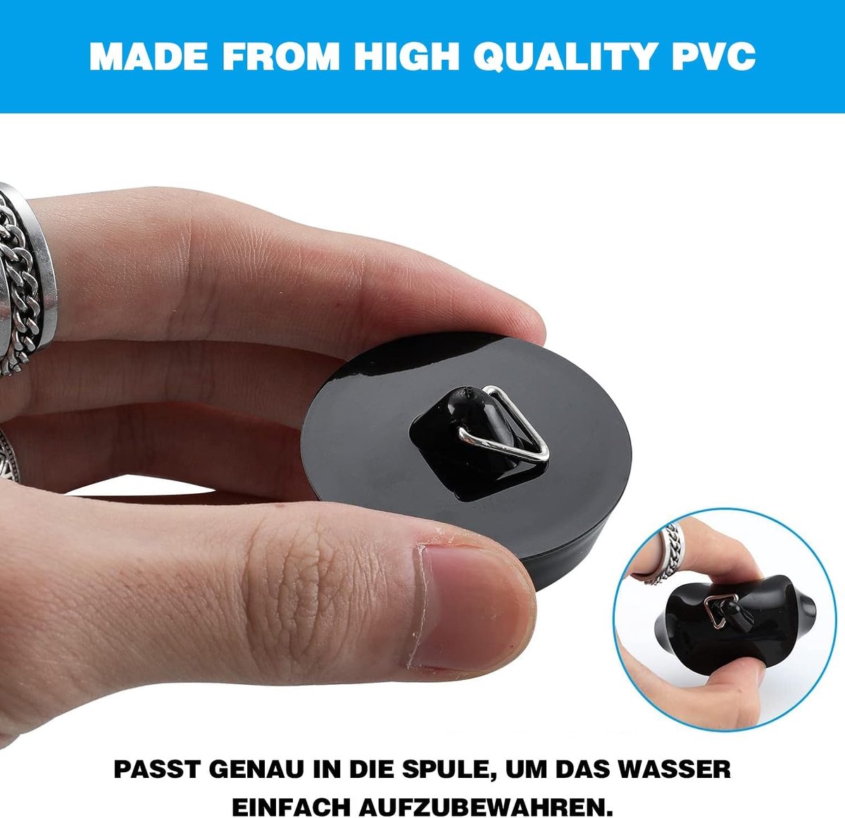 2-Pack Drain Plug - Sink Plug - Bath Plug for Home - Universal Plug Set - Diameter 42-45 mm - For Sinks - V1188-ZXY-10243