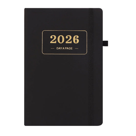 2026 Daily Planner - 2026 Adult Agenda - 1 Day on 1 Page - 365 Day Planner & Notebook - 14.0*20.8cm - Black V1188-ZXY-10244