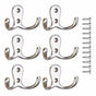 Double Hook - Chrome Double Coated Hook - Clothes - Bathrobe - Towel - Bathroom Bedroom Door Wall 6 Pieces V1188-ZXY-10247