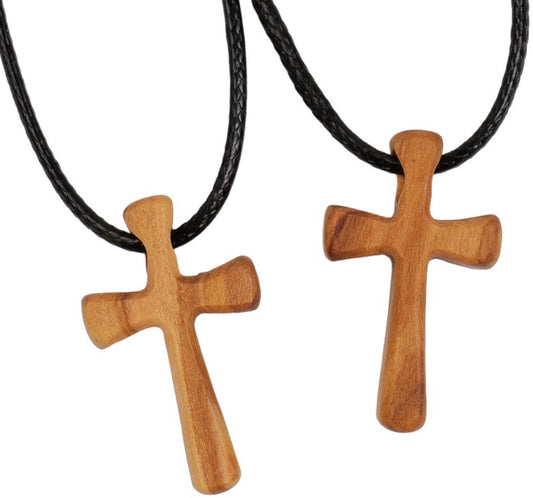 Olive Wood Cross Necklace - Simple and Personalized V1188-ZXY-10250