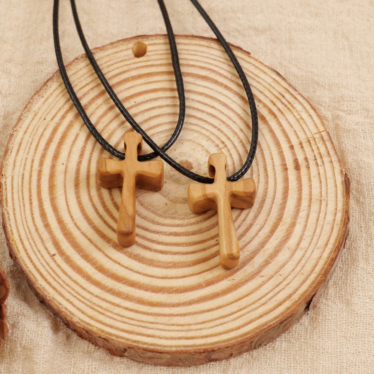 Olive Wood Cross Necklace - Simple and Personalized V1188-ZXY-10250