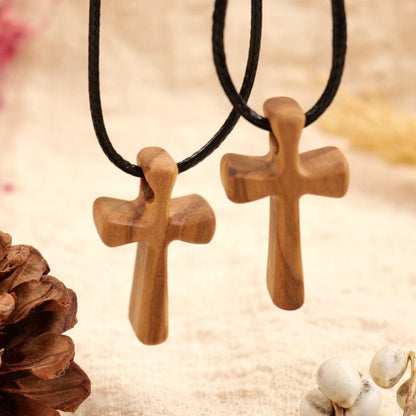Olive Wood Cross Necklace - Simple and Personalized V1188-ZXY-10250