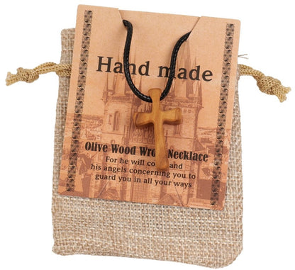 Olive Wood Cross Necklace - Simple and Personalized V1188-ZXY-10250