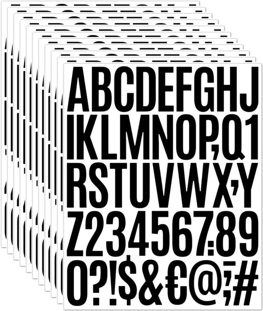 letter stickers - 10-sheet vinyl letter stickers - 2-inch self-adhesive alphabet and number stickers - V1188-ZXY-10257