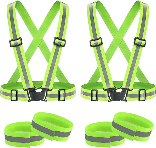 Two-piece reflective vest with 2 reflective armbands - High visibility reflective vest - Reflective safety V1188-ZXY-10260