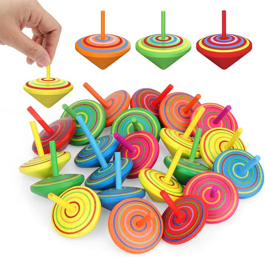 30 Children's Spinning Tops - Creative Mini Wooden Spinning Tops - Perfect as a birthday or Christmas gift V1188-ZXY-10265
