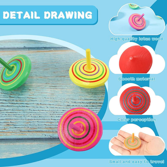30 Children's Spinning Tops - Creative Mini Wooden Spinning Tops - Perfect as a birthday or Christmas gift V1188-ZXY-10265