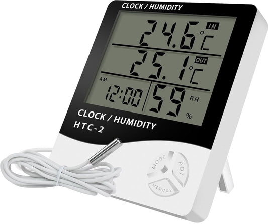 HTC-2 Indoor/Outdoor Temperature/Hygrometer - Digital Temperature and Humidity Sensor for Home - Portable V1188-ZXY-10271