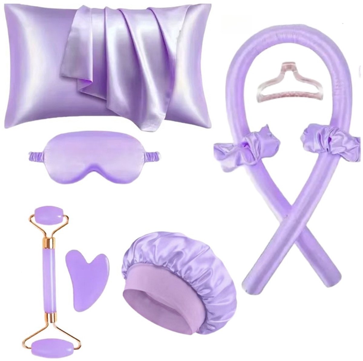 Set of 9 - Heat-Free Curling Iron - Curling Set for Home Use (Purple) V1188-ZXY-10274