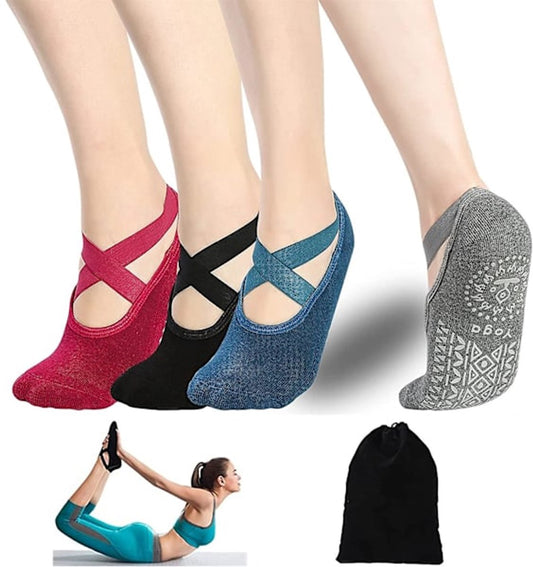 4 pairs of socks - yoga socks - non-slip socks - floor socks - yoga sports socks - one size fits all - V1188-ZXY-10280