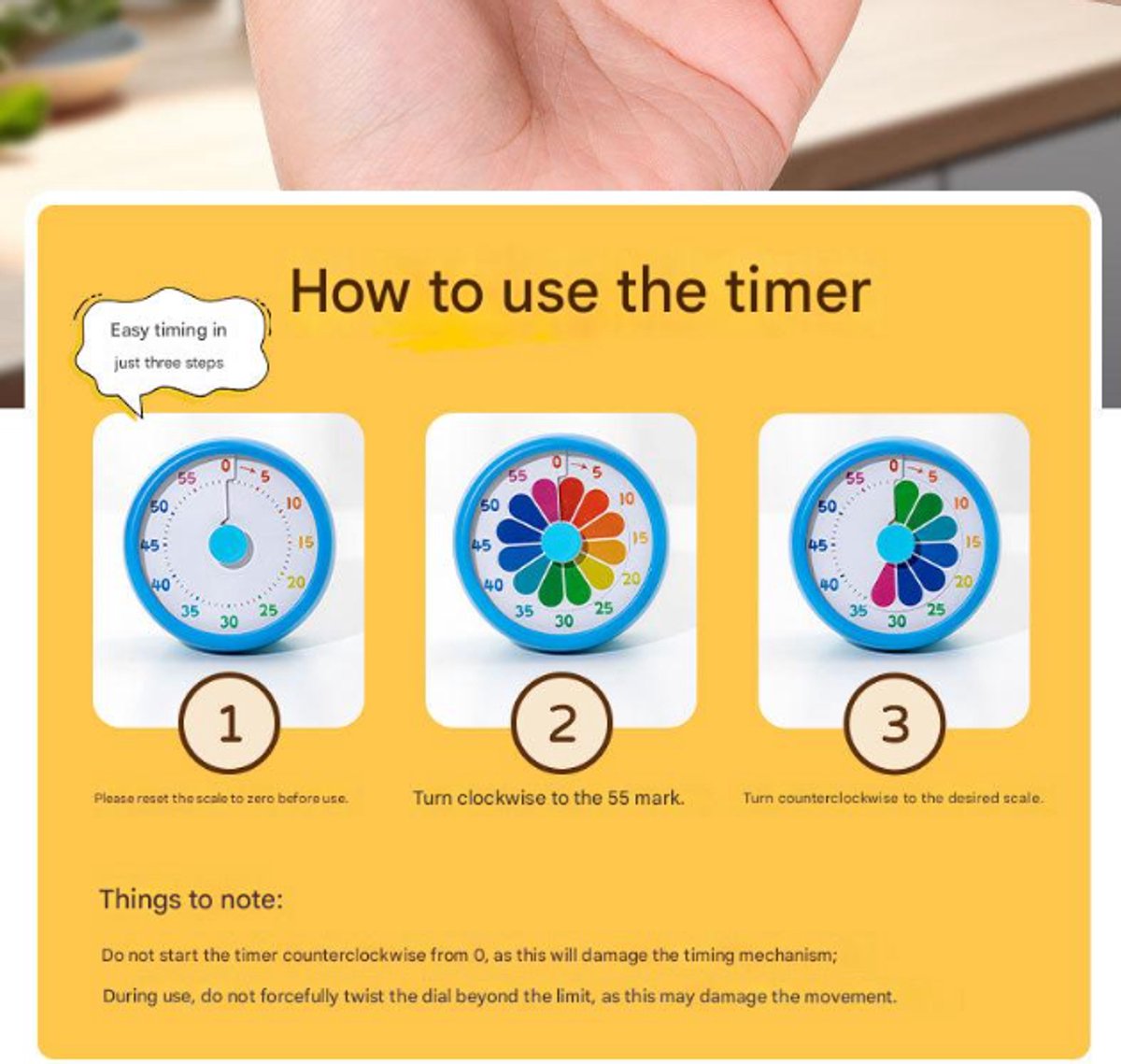 Kitchen Timer - Kitchen Timer - Timer - Digital Kitchen Timer - Child-Friendly Visual Mechanical Timer - V1188-ZXY-10285