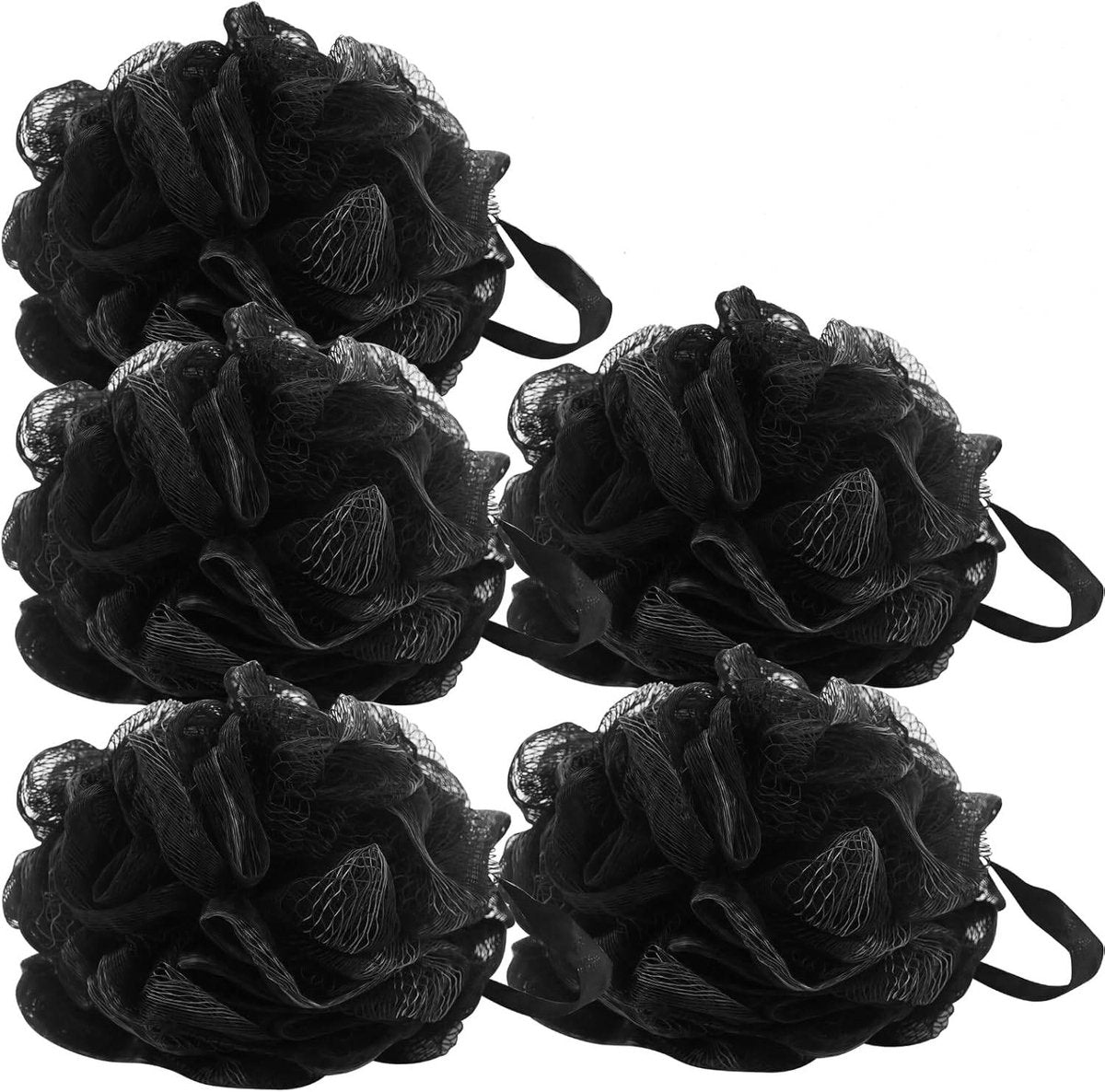 5-pack bath sponge - bath ball - exfoliating sponge - bath sponge - shower sponge - (black) V1188-ZXY-10287