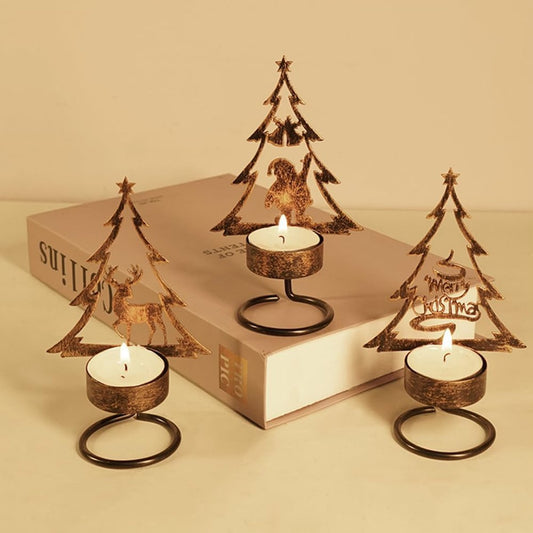 Candle Holder - Metal Candle Holder - Set of 3 - Candle Holder - Suitable for Christmas, Valentine's Day, V1188-ZXY-10301