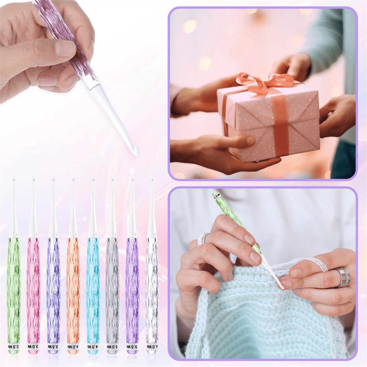 8-piece crochet hook set - crochet hook set with straight shaft - non-slip crochet hook grip - ergonomic V1188-ZXY-10317