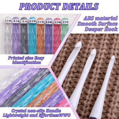 8-piece crochet hook set - crochet hook set with straight shaft - non-slip crochet hook grip - ergonomic V1188-ZXY-10317