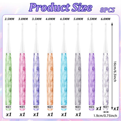 8-piece crochet hook set - crochet hook set with straight shaft - non-slip crochet hook grip - ergonomic V1188-ZXY-10317