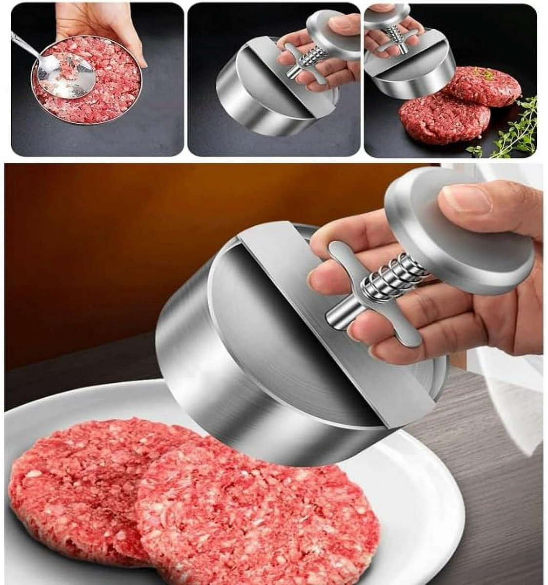 Hamburger Press - Round Stainless Steel Non-Stick Hamburger Press - Patty Mold - Grilling Tool - Patty Mold V1188-ZXY-10326