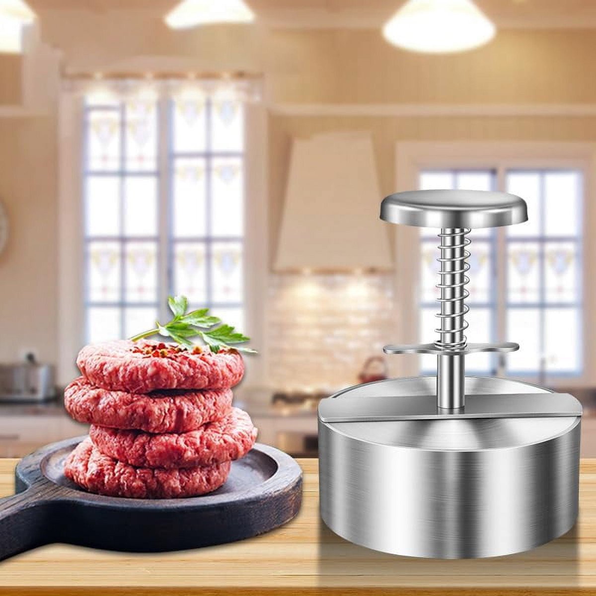Hamburger Press - Round Stainless Steel Non-Stick Hamburger Press - Patty Mold - Grilling Tool - Patty Mold V1188-ZXY-10326