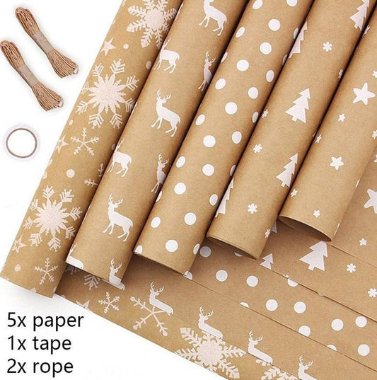 Gift Wrapping Paper - Wrapping Paper - 5 Rolls - Gift Wrapping Paper - DIY Gifts - Eco-Friendly Materials - V1188-ZXY-10327