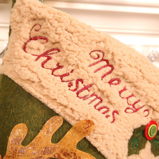 Gift Bags - 23 Inch Christmas Stockings - Santa and Reindeer Pattern - Extra Soft Plush Cuff - Classic V1188-ZXY-10332