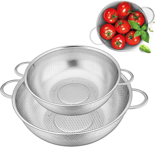 2-piece vegetable draining rack set made of stainless steel - with handles - drip tray on top - suitable for V1188-ZXY-10334