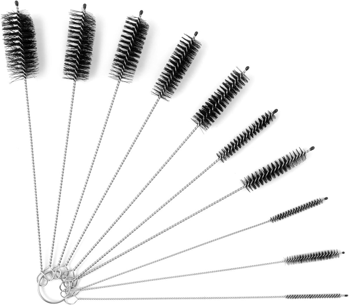 10-Piece Bottle Brush - Cleaning Brush Set - for pipes, keyboards, test tubes, kettle spouts, sinks, bottles V1188-ZXY-10341